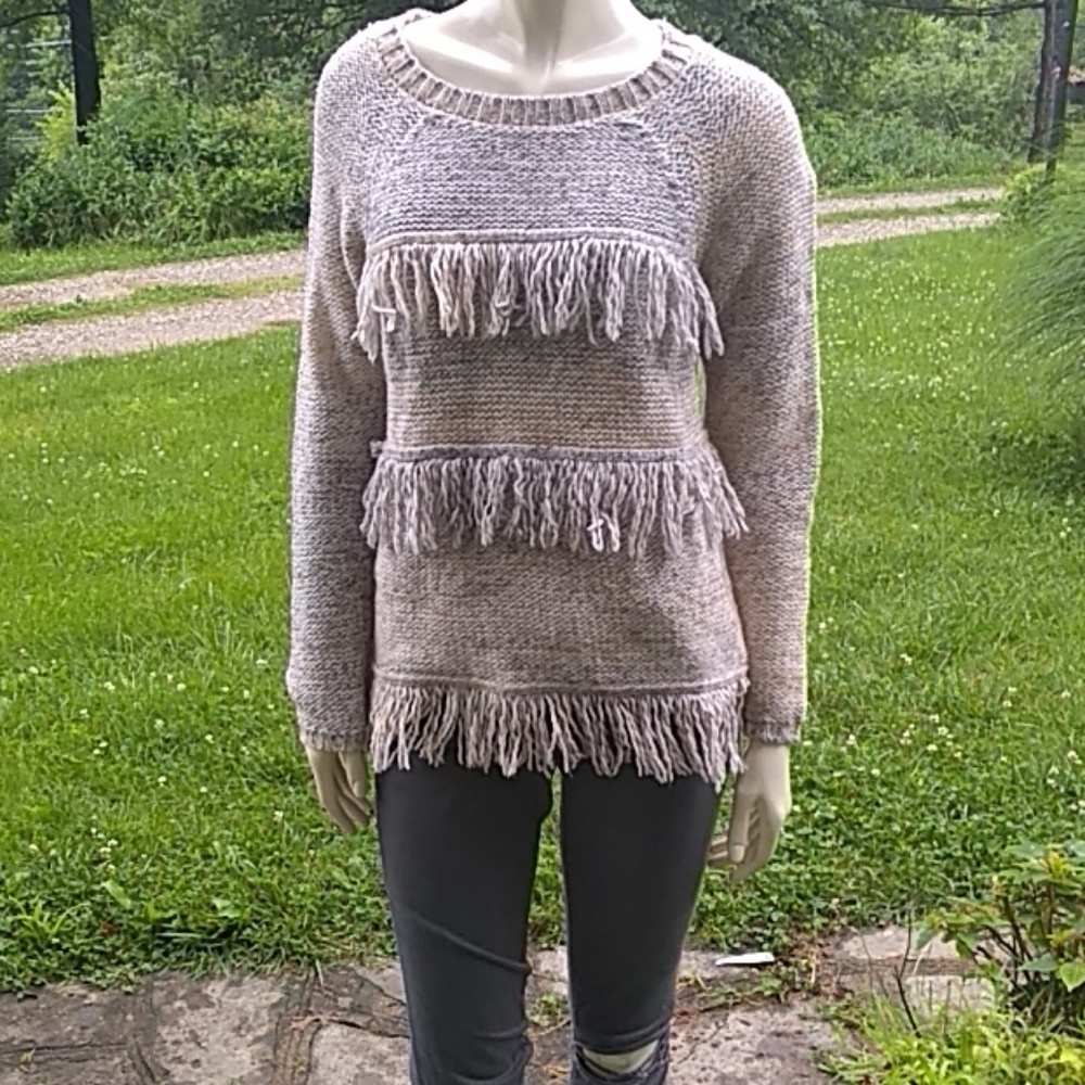 Soft Joie cream fringed sweater small